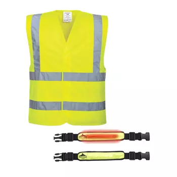 Portwest Hi-Vis vest and Reflective Bracelet with LED Light