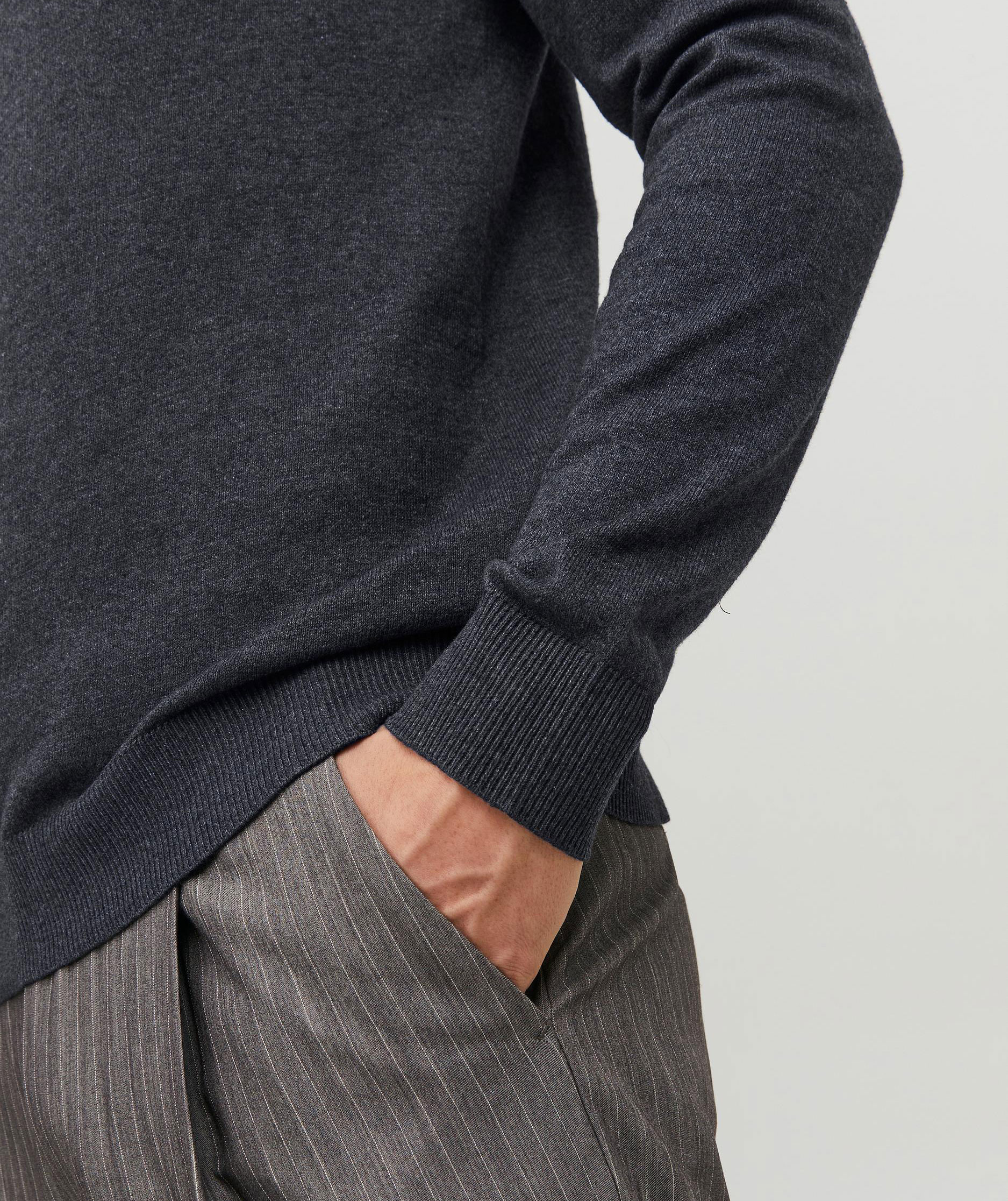 Jack & Jones JJEEMIL rullekrave striktr&oslash;je, Dark Grey Melange, large image number 6