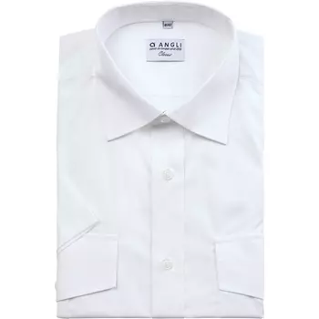 Angli Classic Fit kortærmet uniformsskjorte, Hvid