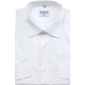Angli Classic Fit kortærmet uniformsskjorte, Hvid