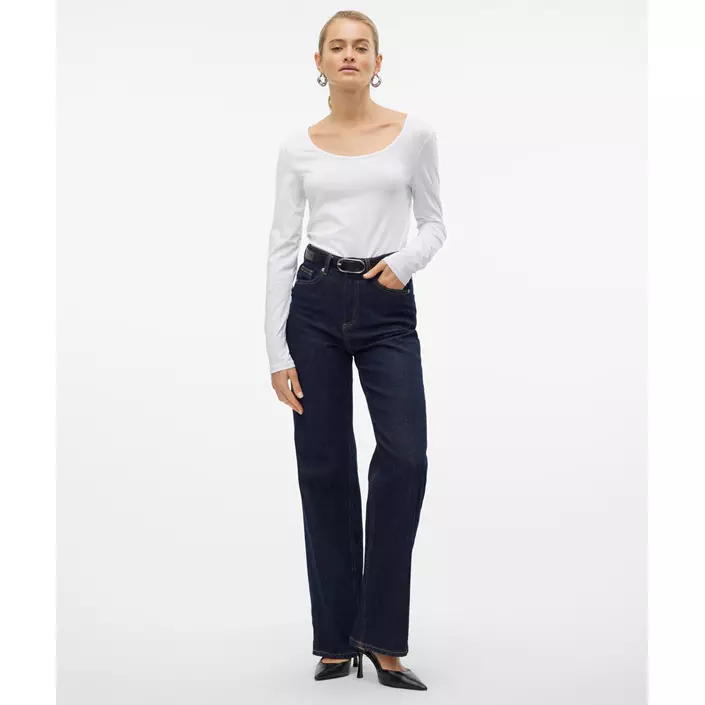 Vero Moda VMMAXI MY SOFT langermet dame T-skjorte, Bright White, large image number 5
