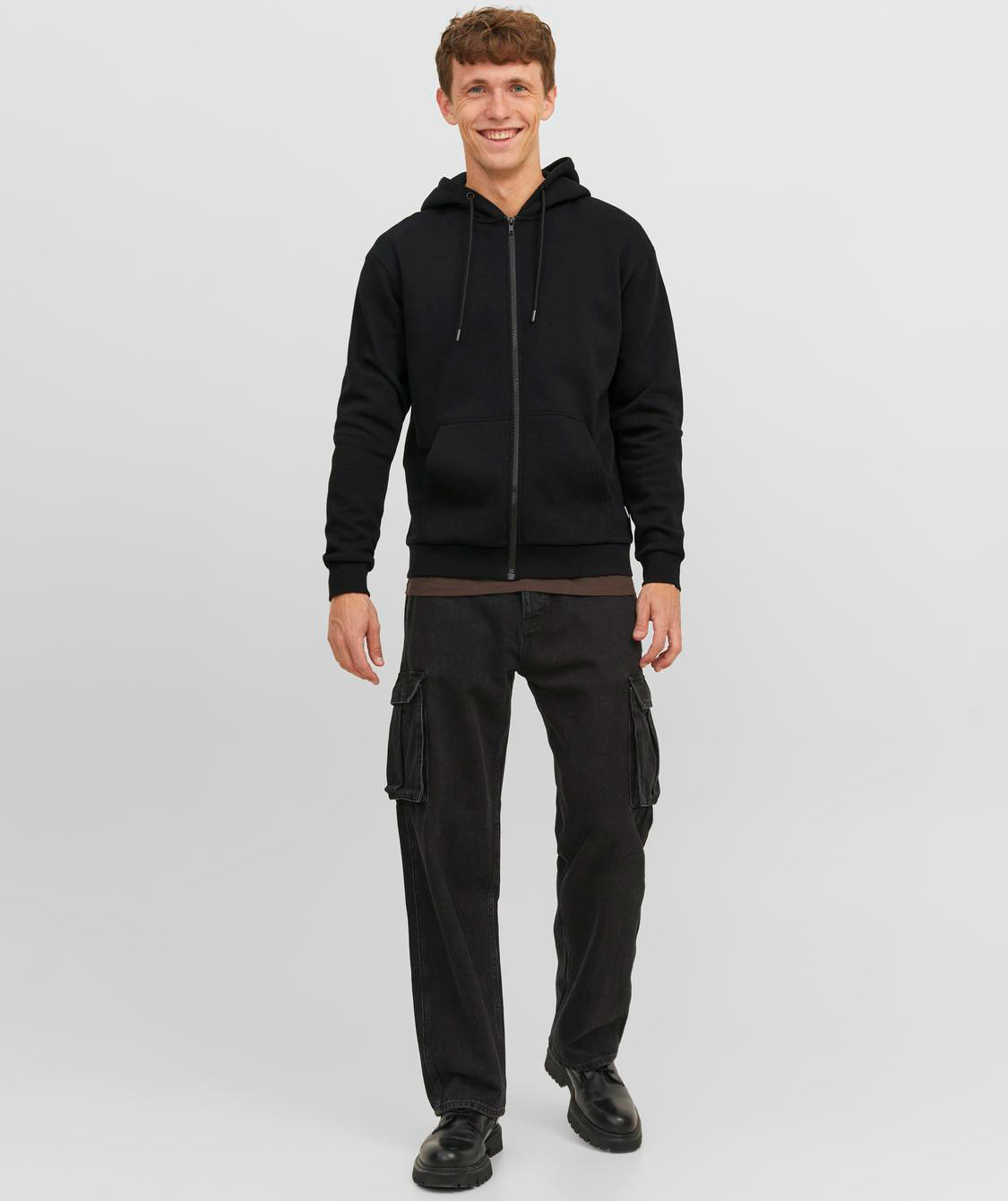 Jack & Jones JJEBRADLEY hoodie med dragkedja, Black, large image number 5