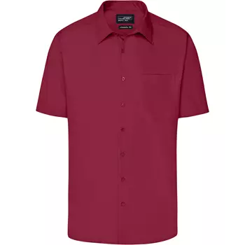 James & Nicholson modern fit short-sleeved shirt, Burgundy