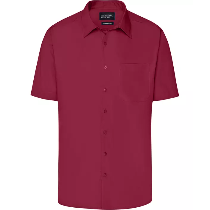 James & Nicholson modern fit kortermet skjorte, Vinrød, large image number 0