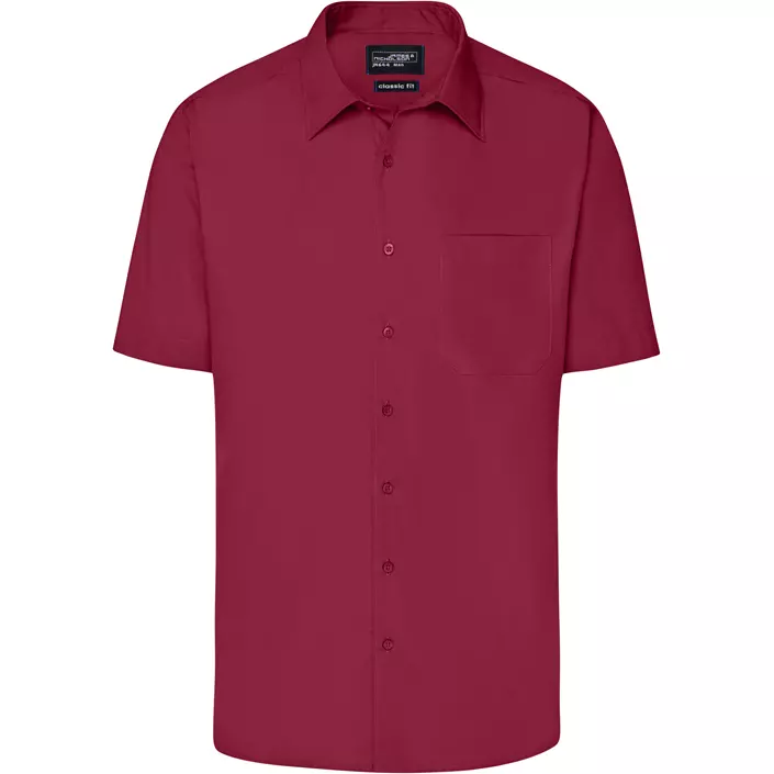 James & Nicholson modern fit kortärmad skjorta, Vinröd, large image number 0