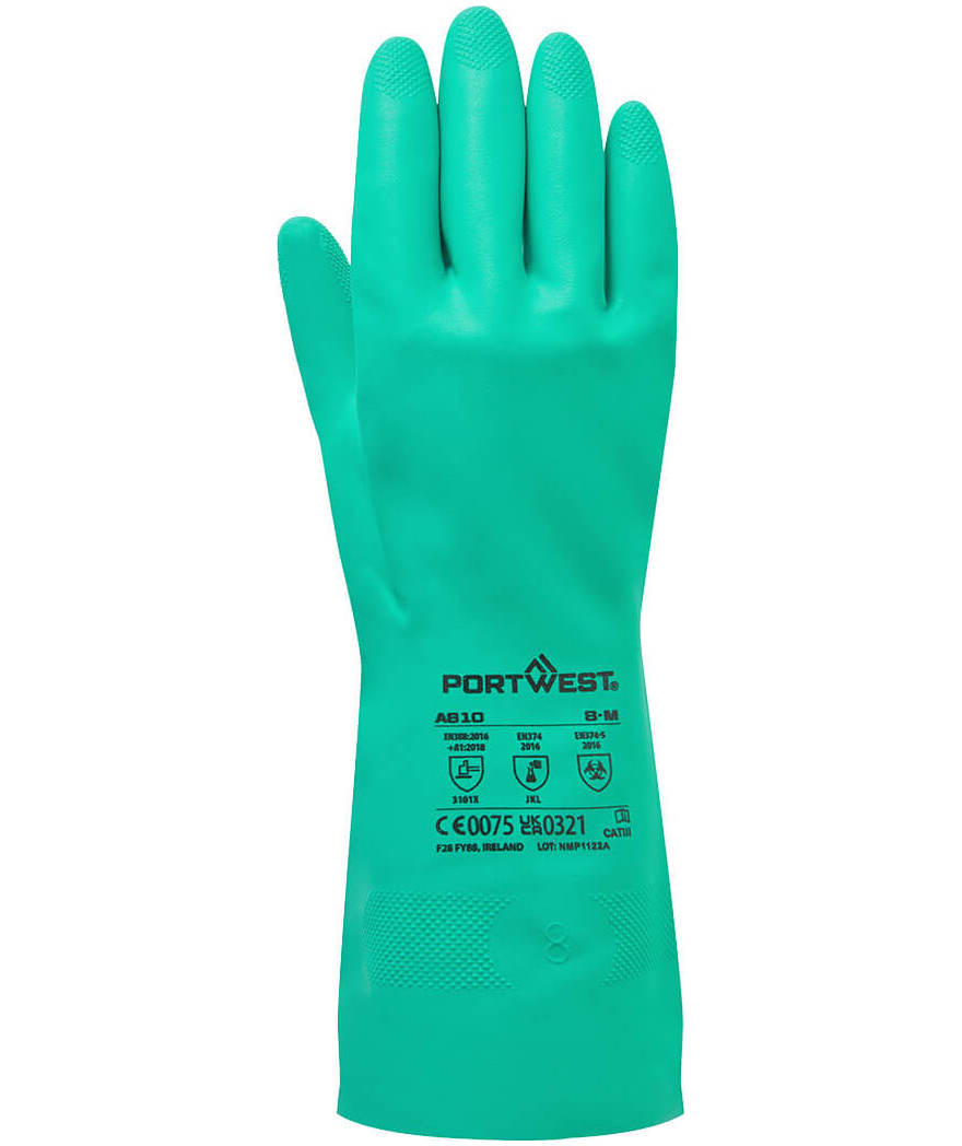 Portwest A810 nitrosafe kemikalieskyddshandskar, Gr&ouml;n