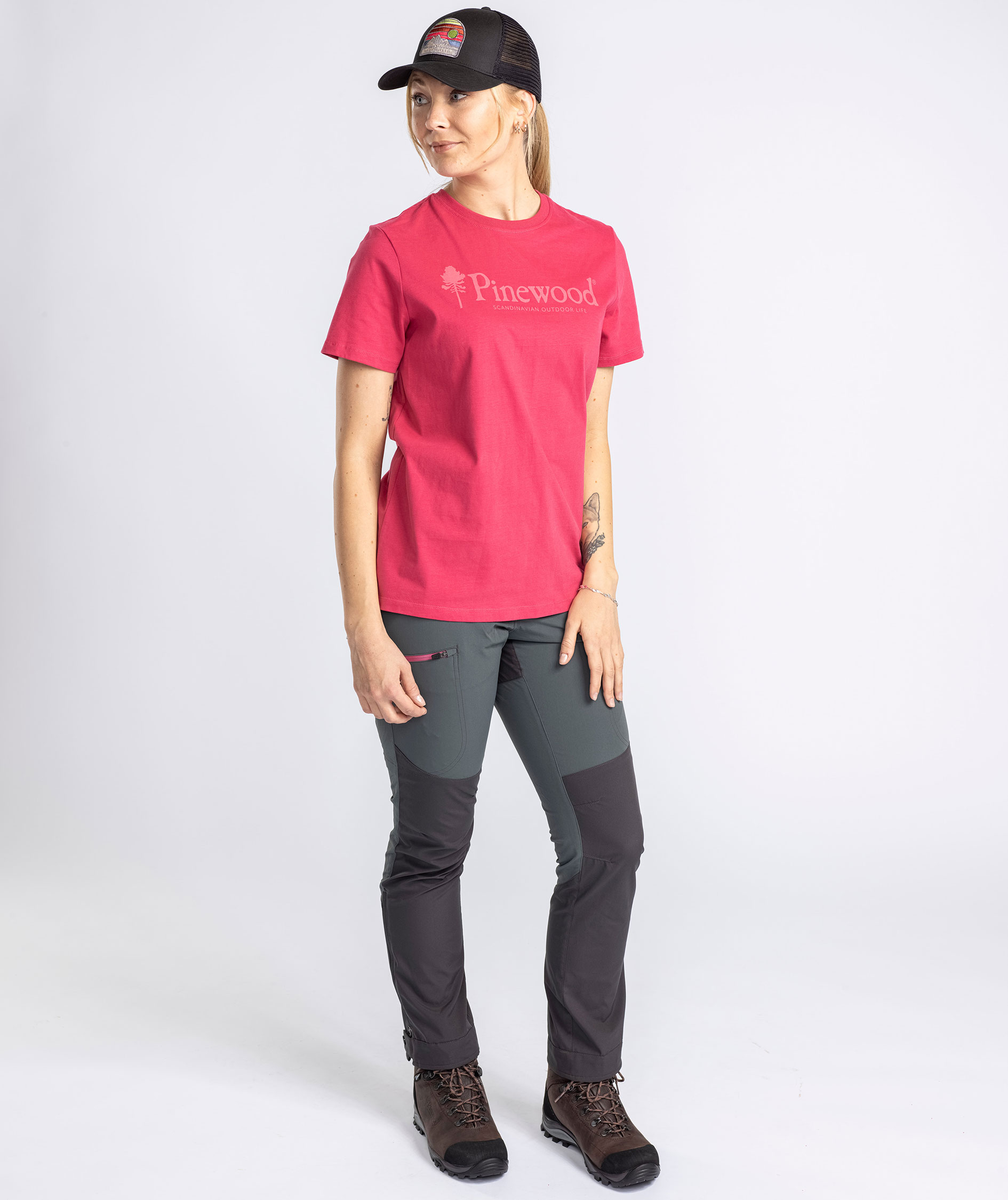 Pinewood Outdoor Life dame T-shirt, Raspberry Pink, large image number 4