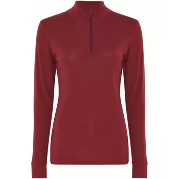 Dovre women's half-zip baselayer sweater with merino wool, Red