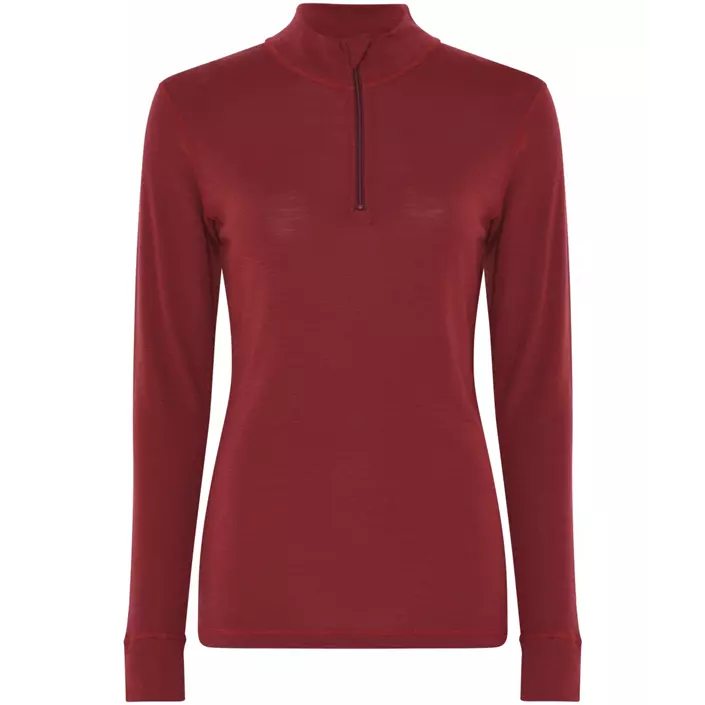 Dovre Half-Zip Damen Baselayer Sweater mit Merinowolle, Red, large image number 0