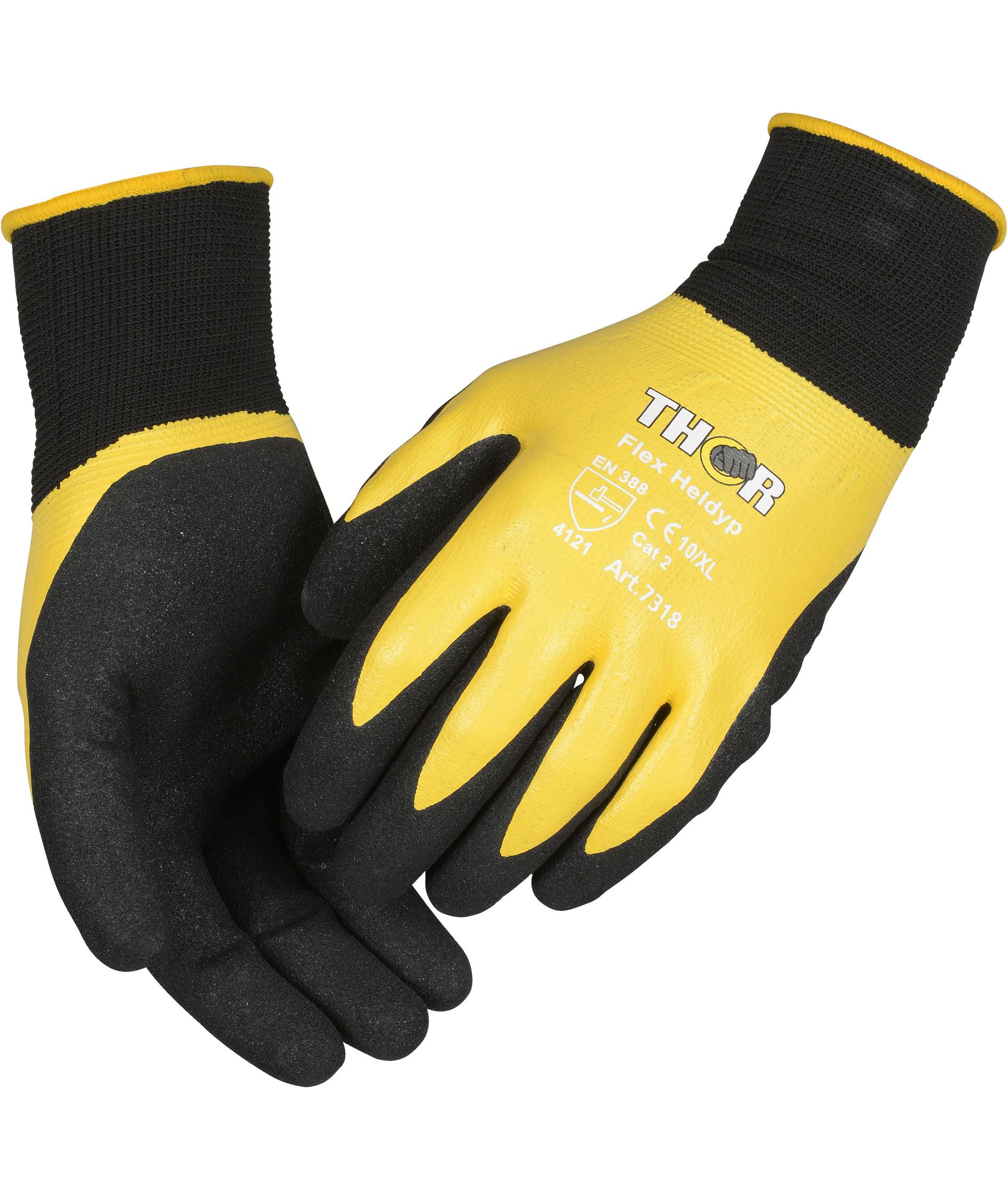 Thor 7318 Flex waterproof work gloves, Yellow, large image number 0