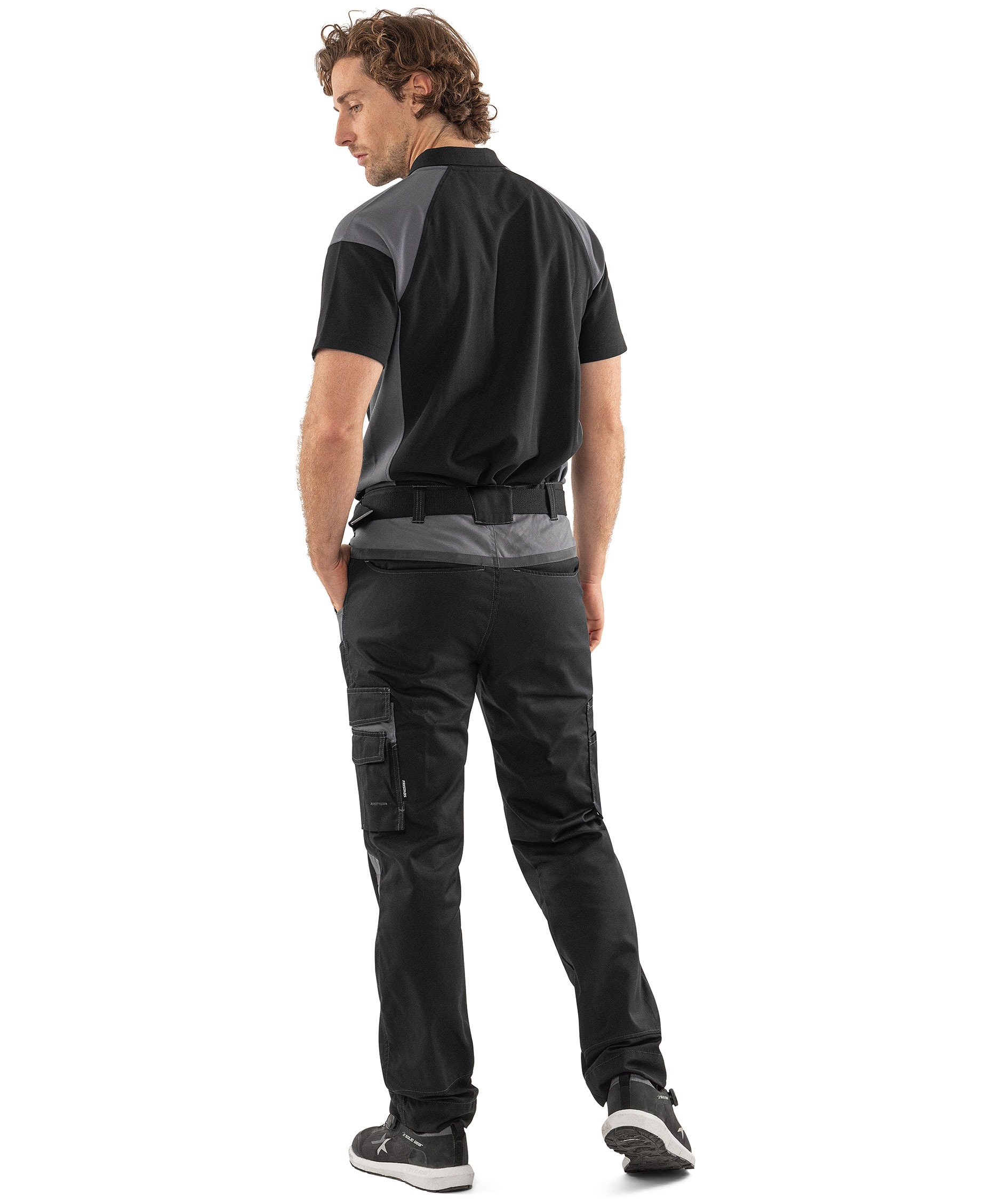 Fristads Heavy polo T-shirt 7047 GPM, Black/Grey, large image number 3