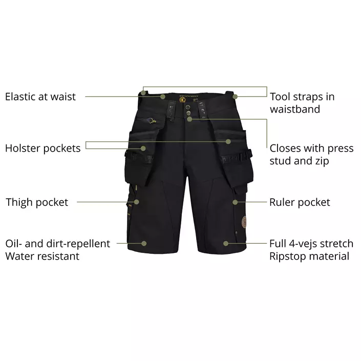 Westborn hantverksshorts full stretch, Black, large image number 3