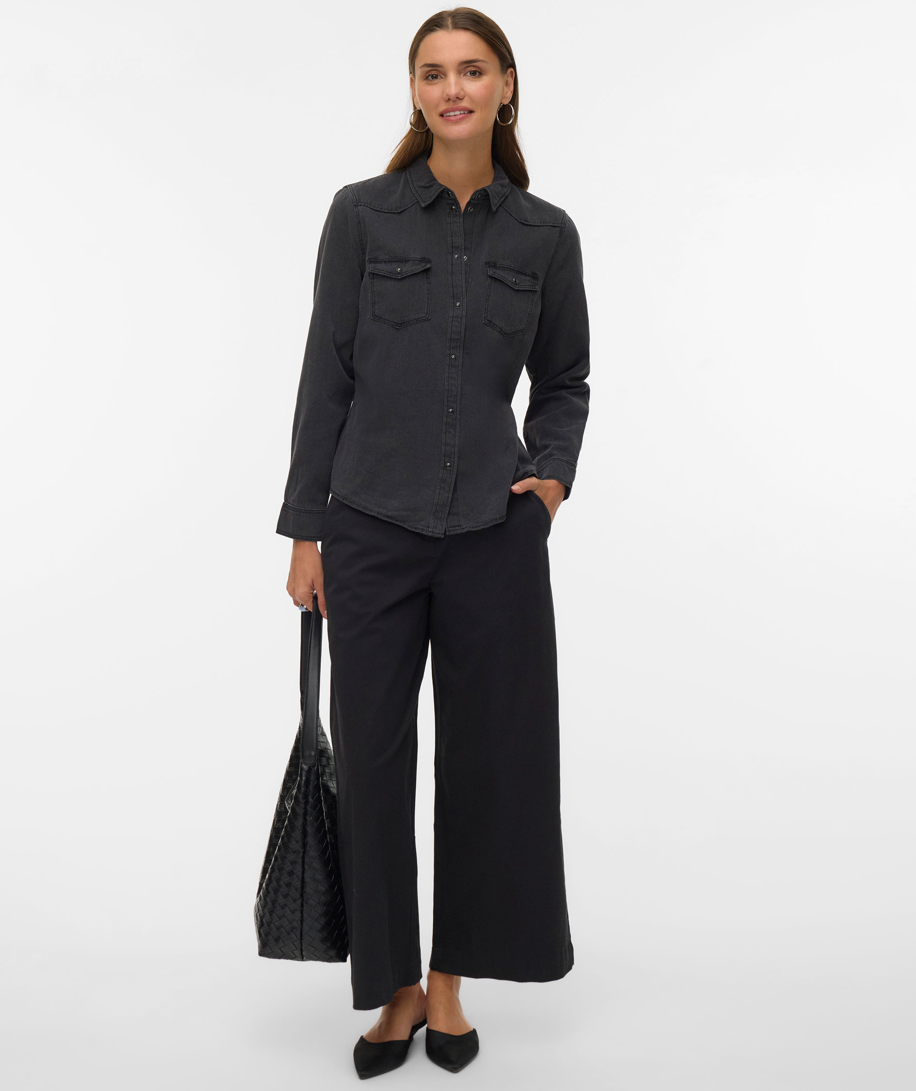 Vero Moda VMMARIA women's denim shirt, Black Denim