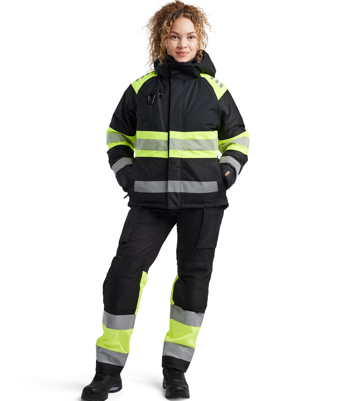 Bl&aring;kl&auml;der vinterjacka dam, Svart/Varselgul