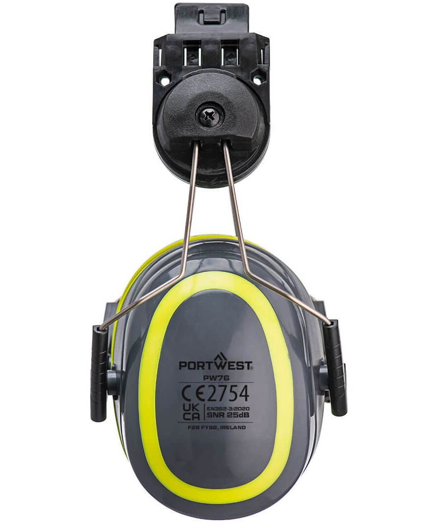 Portwest PW76 HV Extreme clip-on ear defenders, Grey/Yellow, Grey/Yellow, large image number 1