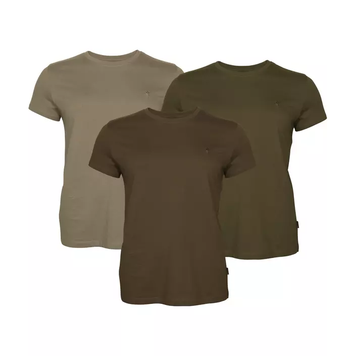 Pinewood 3-pak dame T-shirt, Green/Hunting Brown/Khaki, large image number 0