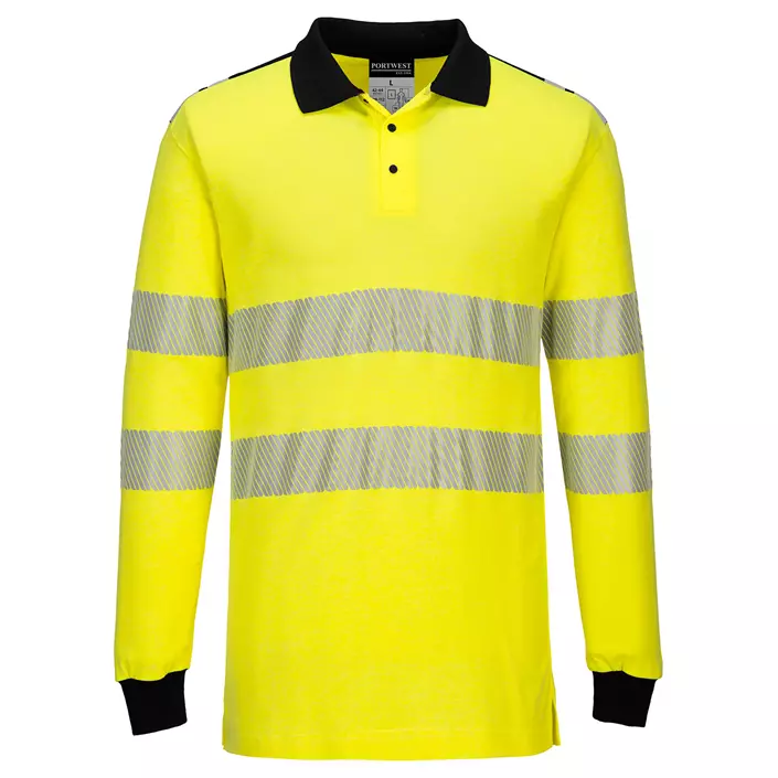 Portwest WX3 FR long-sleeved polo shirt, Hi-vis Yellow/Black, large image number 0