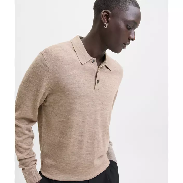 Jack & Jones Premium JPRBLAMERINO stickad tröja med merinoull, Greige Melange, large image number 5