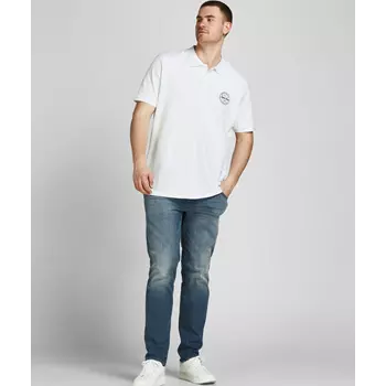 Jack & Jones JJESHARK Plus Size Polo T-Shirt, White Navy Blazer