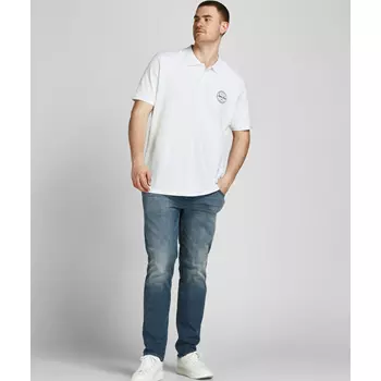 Jack & Jones JJESHARK Plus Size Polo T-shirt, White Navy Blazer