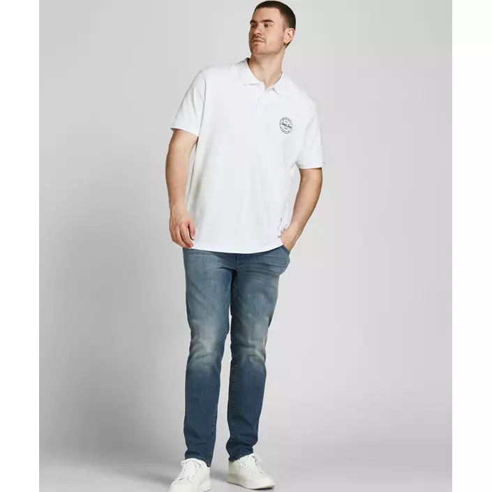 Jack & Jones JJESHARK Plus Size Polo T-Shirt, White Navy Blazer, large image number 1