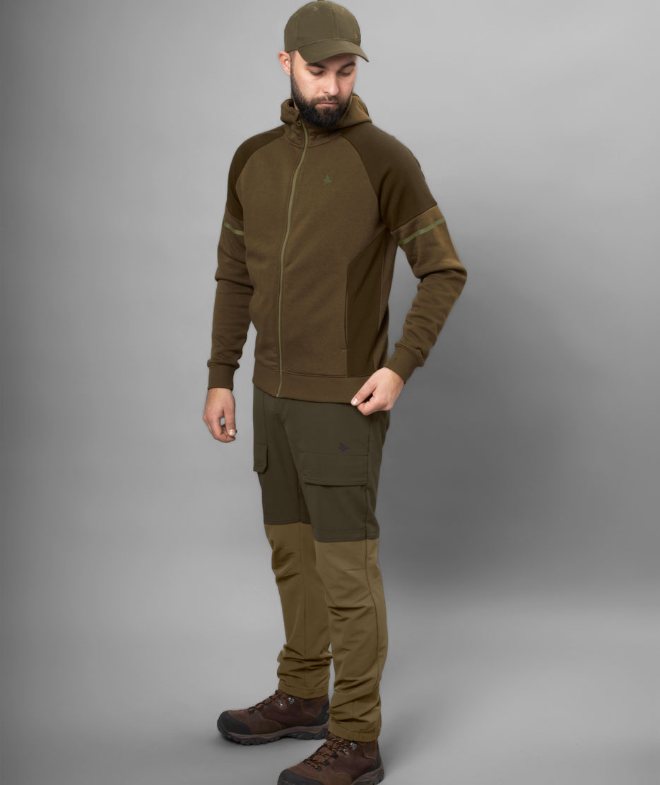 Seeland Cross fleece hoodie with zipper, Dark Olive
