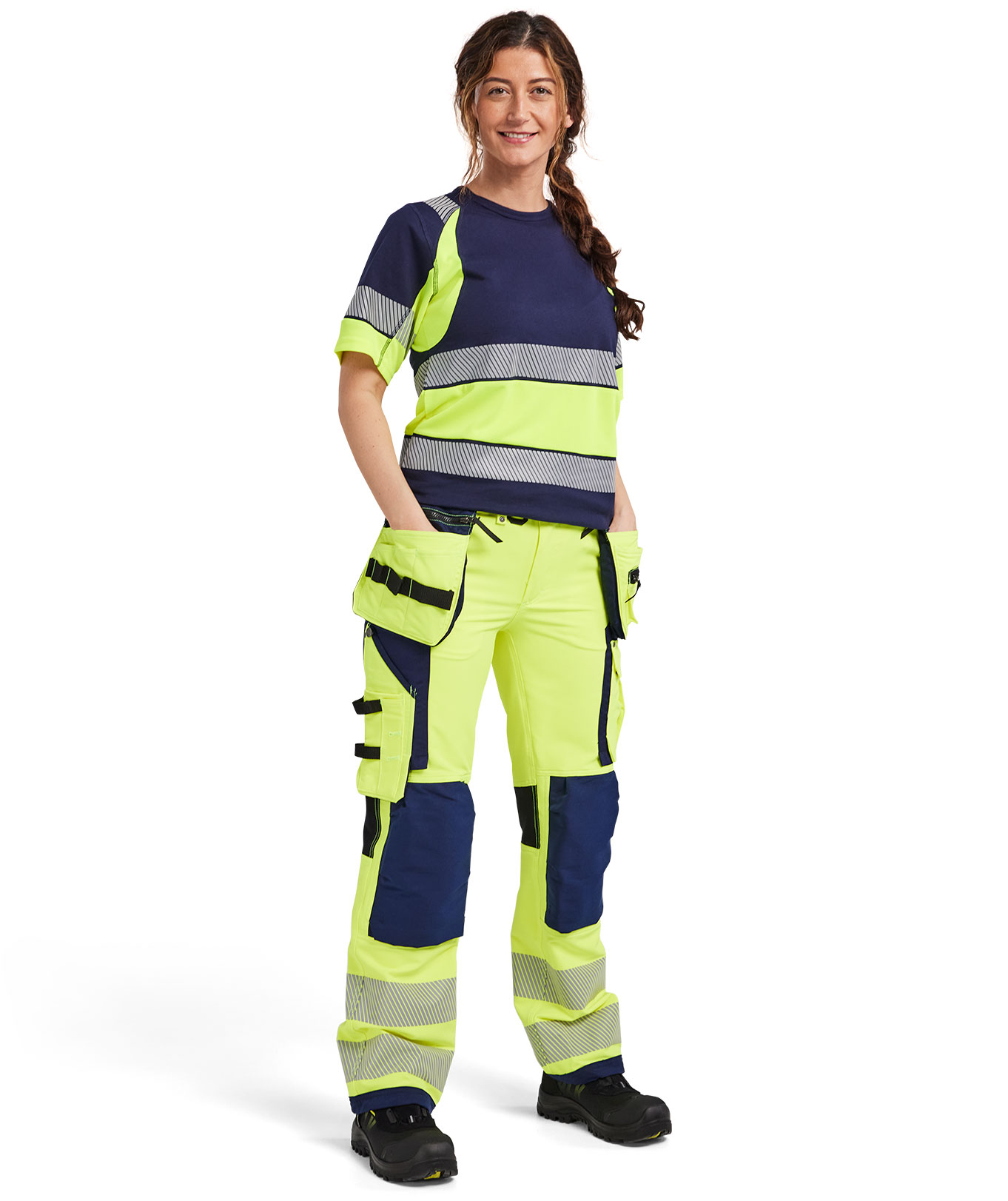 Bl&aring;kl&auml;der women's T-shirt, Marine/Hi-Vis yellow
