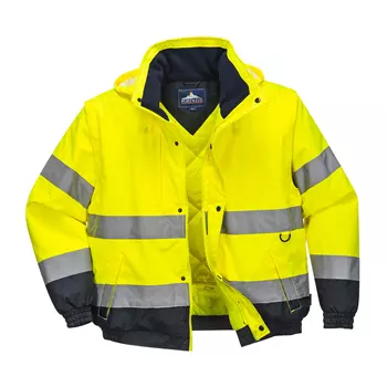 Portwest 2-in-1 pilot jacket, Hi-Vis yellow/marine