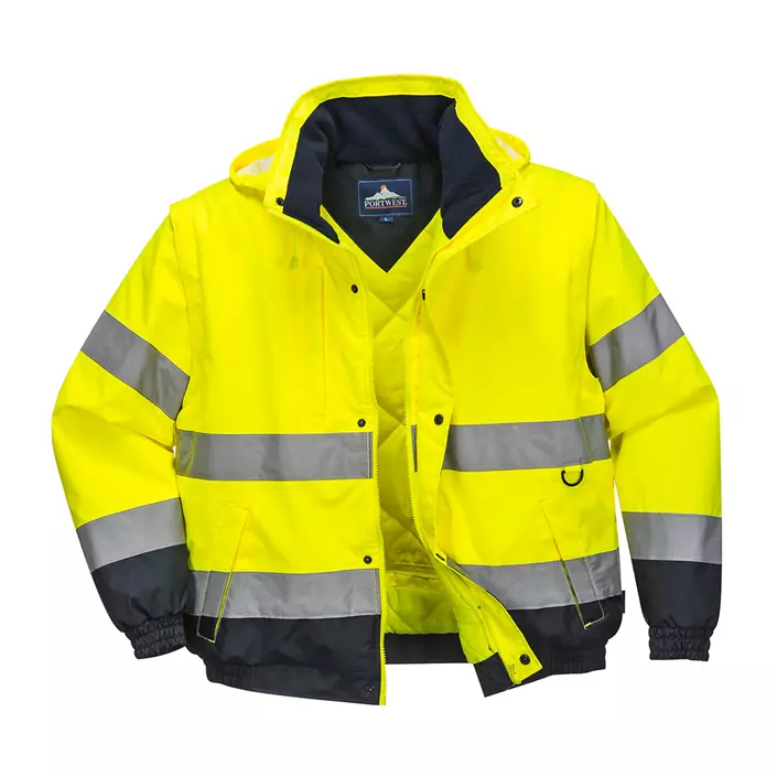Portwest 2-in-1 pilot jacket, Hi-Vis yellow/marine, large image number 0