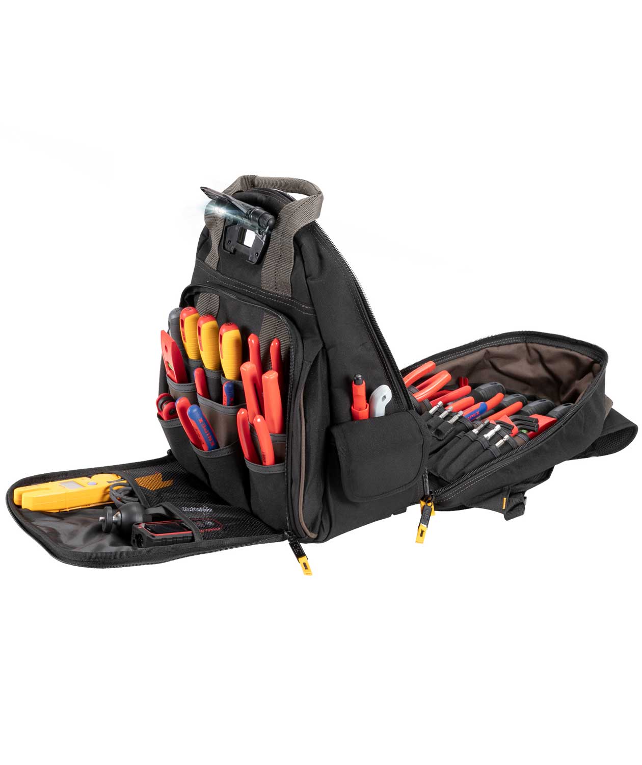 CLC Work Gear L255 verktygsryggs&auml;ck med LED-ljus 50L, Svart/Brun, Svart/Brun, large image number 4