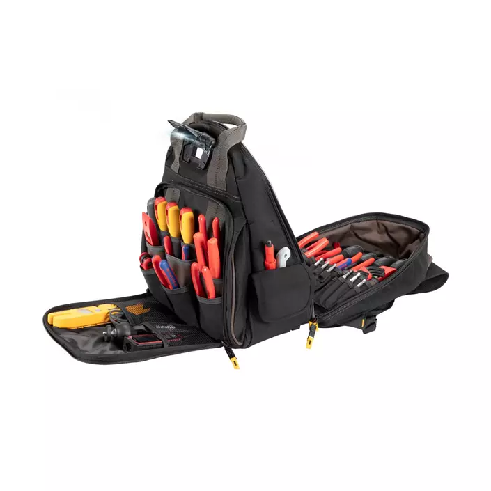 CLC Work Gear L255 tool backpack with LED light, Black/Brown, Black/Brown, large image number 4