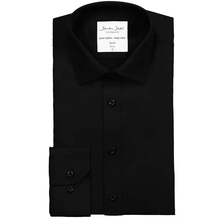 Seven Seas Fine Twill Slim fit shirt, Black, large image number 4