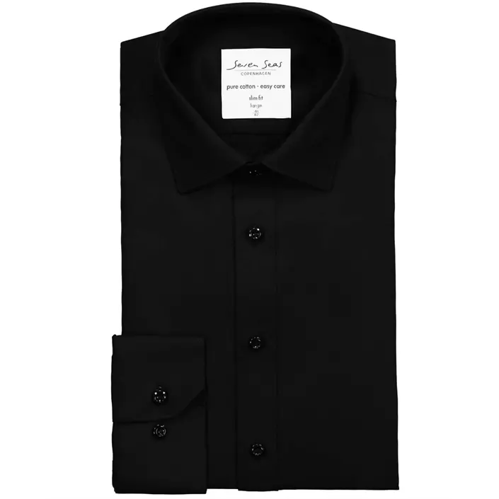Seven Seas Fine Twill Slim fit shirt, Black, large image number 4