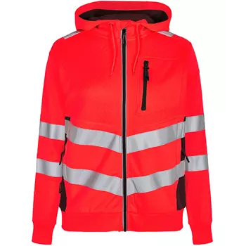 Engel Safety Damen Kapuzensweatshirt, Hi-vis Rot/Schwarz
