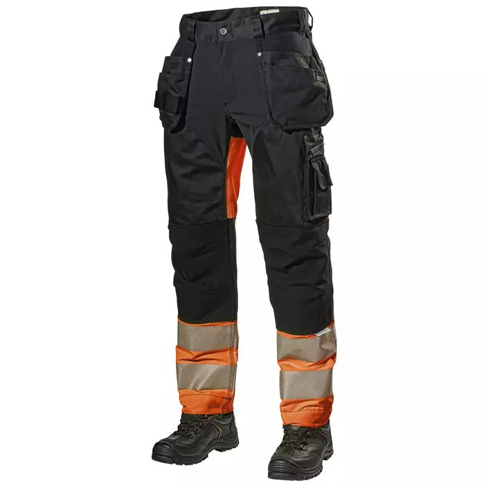 L.Brador craftsman trousers 188PB, Black/Hi-vis Orange, large image number 0