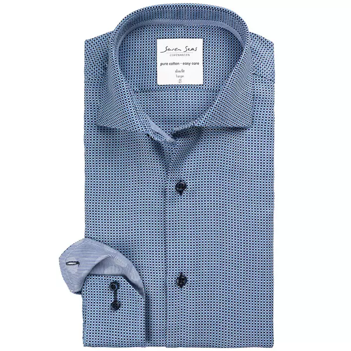 Seven Seas Dobby Alonso Slim fit skjorta, Blå, large image number 4