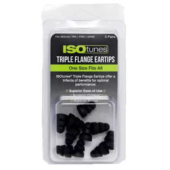 ISOtunes Triple Flank 5-pack earplugs for hearing protection, Black