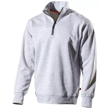 L.Brador Sweatshirt mit kurzem Reißverschluss 6430PB, Grau Meliert