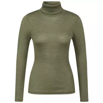 Claire Woman Alys women's knitted pullover with merino wool, Olivine melange