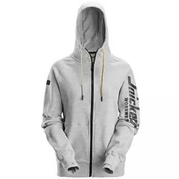 Snickers Logo women's hoodie with zipper 2877, Grey melange