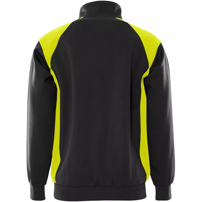 Fristads half zip sweatshirt 7048 GSM, Black/Hi-Vis Yellow, large image number 1