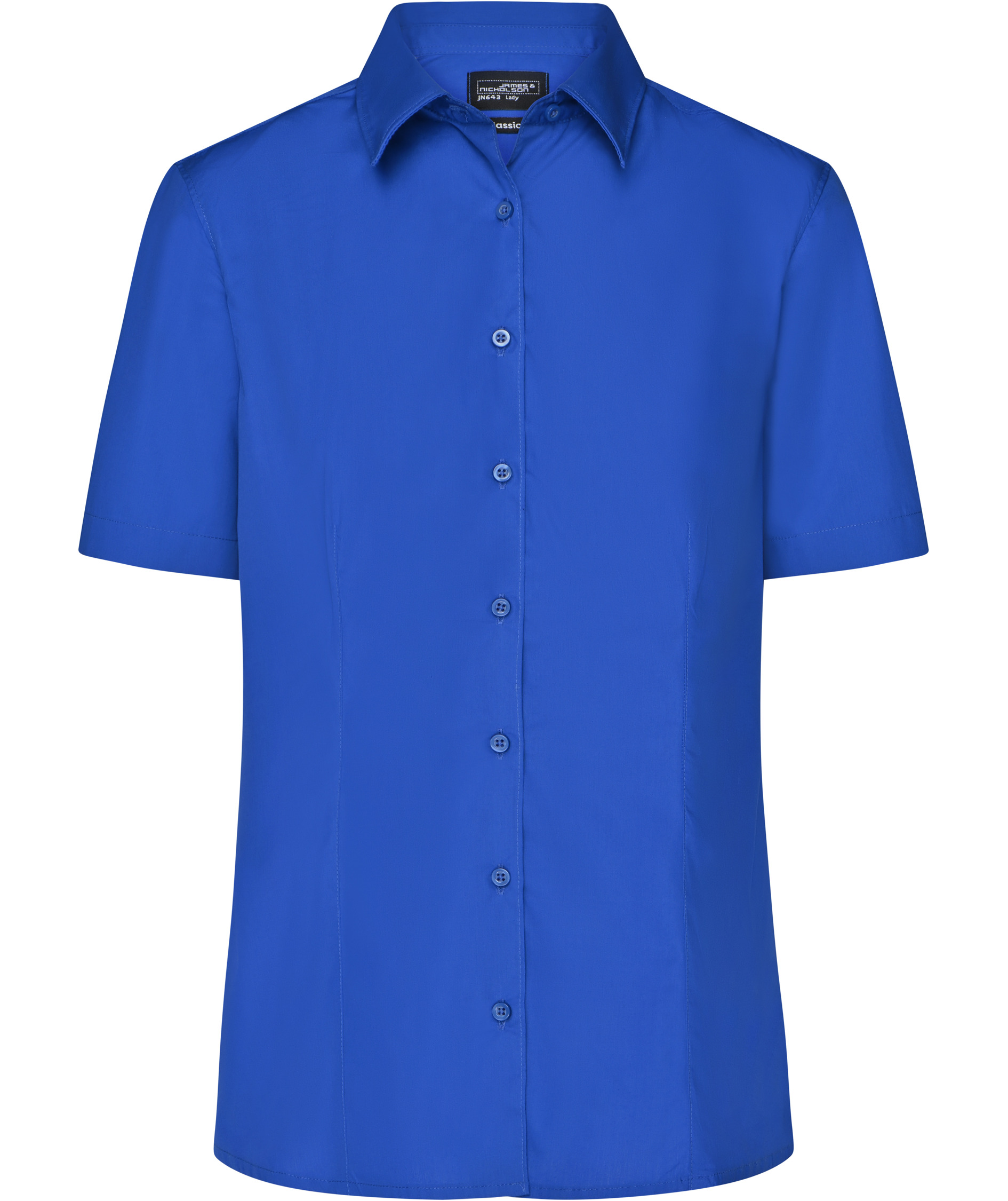 James & Nicholson women's short-sleeved Modern fit shirt, Royal Blue