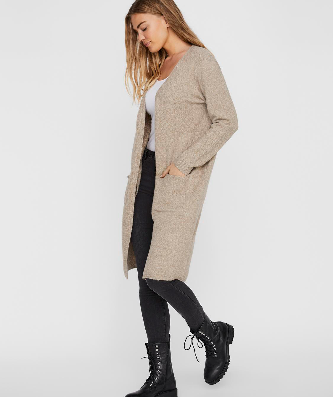 Vero Moda VMDOFFY women's long knitted cardigan, Sepia Tint, large image number 3