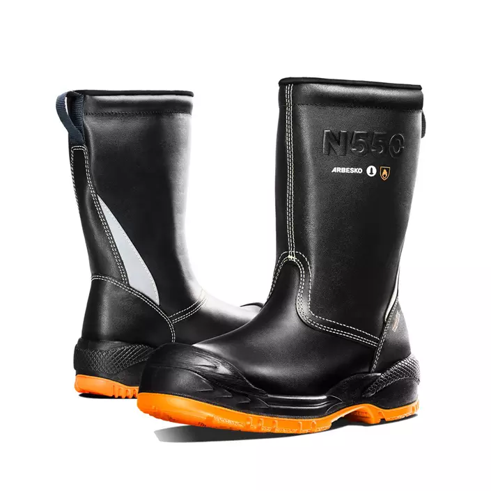 Arbesko 550 safety boots S3, Black/Orange, large image number 1