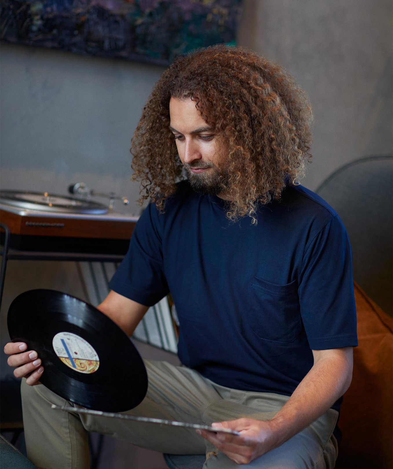 ID T-Time T-shirt with chest pocket, Marine Blue