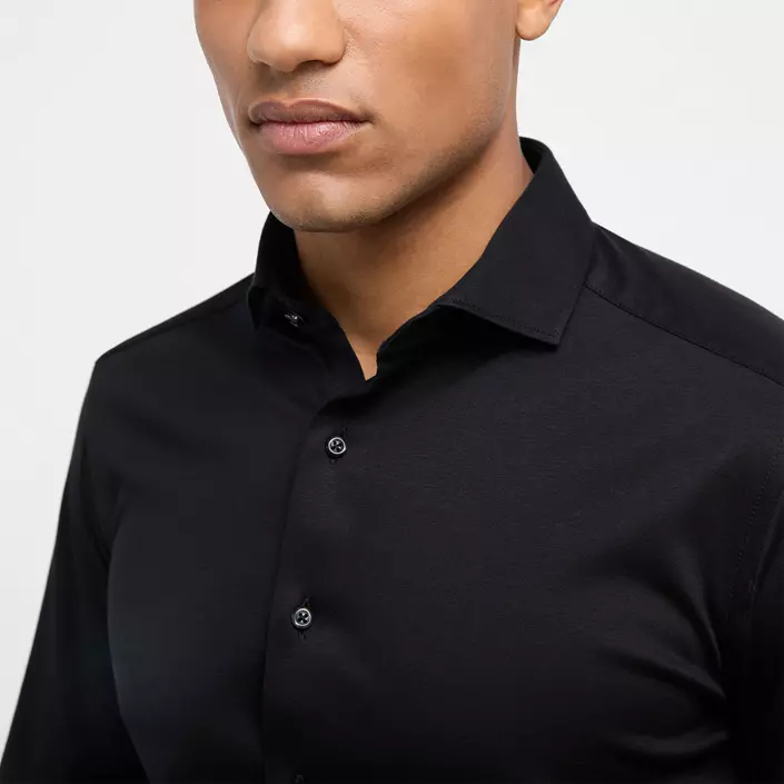 Eterna Soft Tailoring Jersey Slim fit skjorte, Black, large image number 3