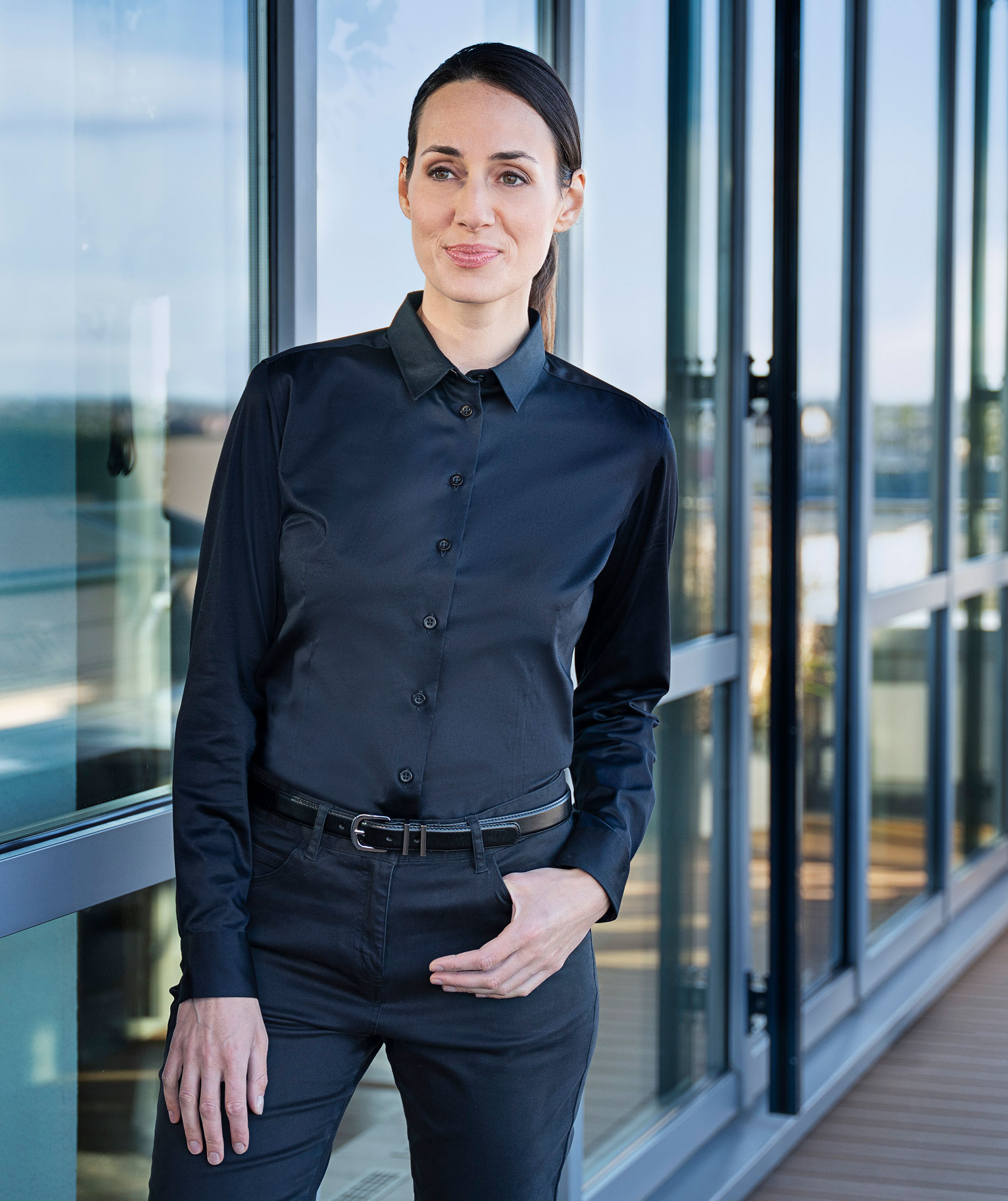 Karlowsky modern fit stretch women's shirt, Black