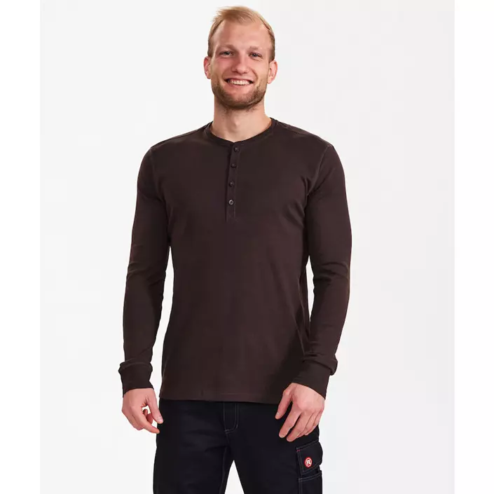 Engel Extend langærmet Grandad T-shirt, Mokkabrun, large image number 1