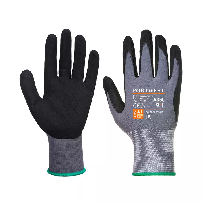 Portwest DermiFlex work gloves, Black/Grey, large image number 0