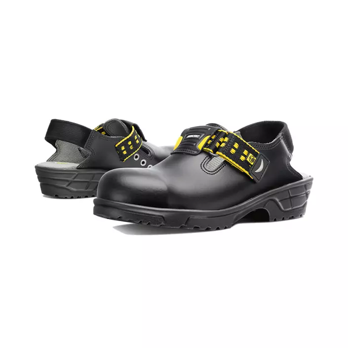 Arbesko 187 safety clogs with heel strap SB, Black, large image number 1